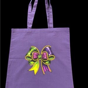 Purple Tote Bag with Bow Design